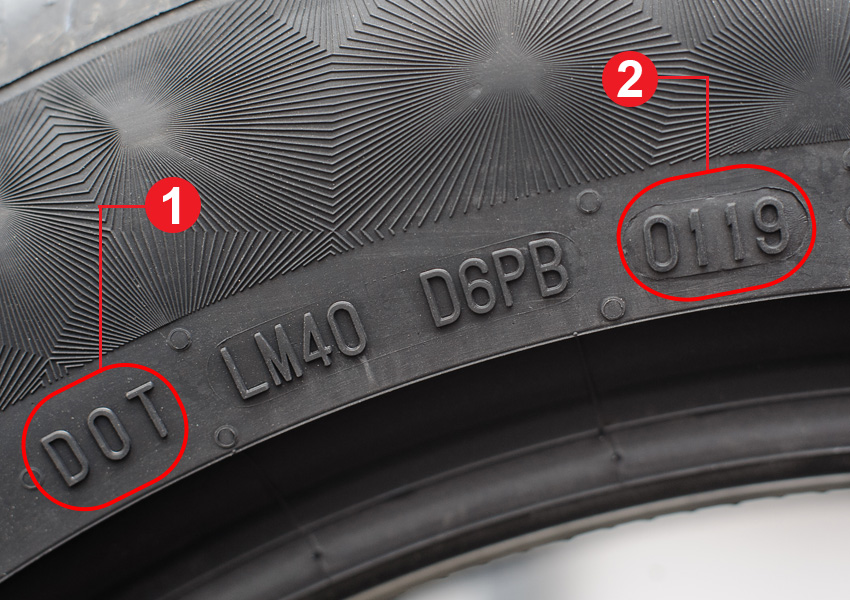 Platzierung der DOT-Nummer auf dem Reifen