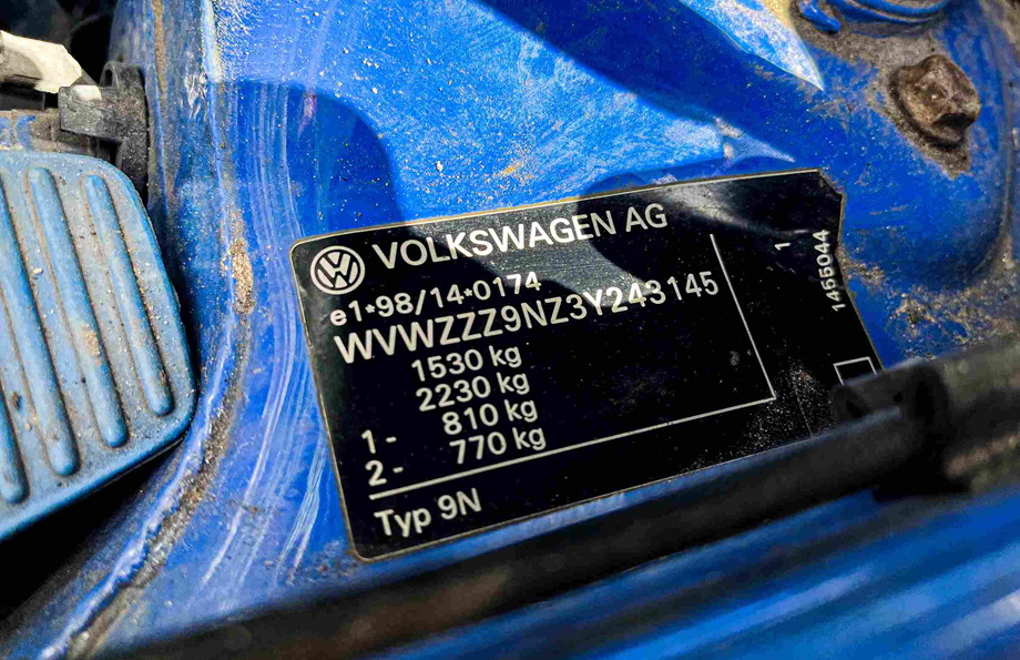 VIN-Nummer bei einem VOLKSWAGEN-Fahrzeug